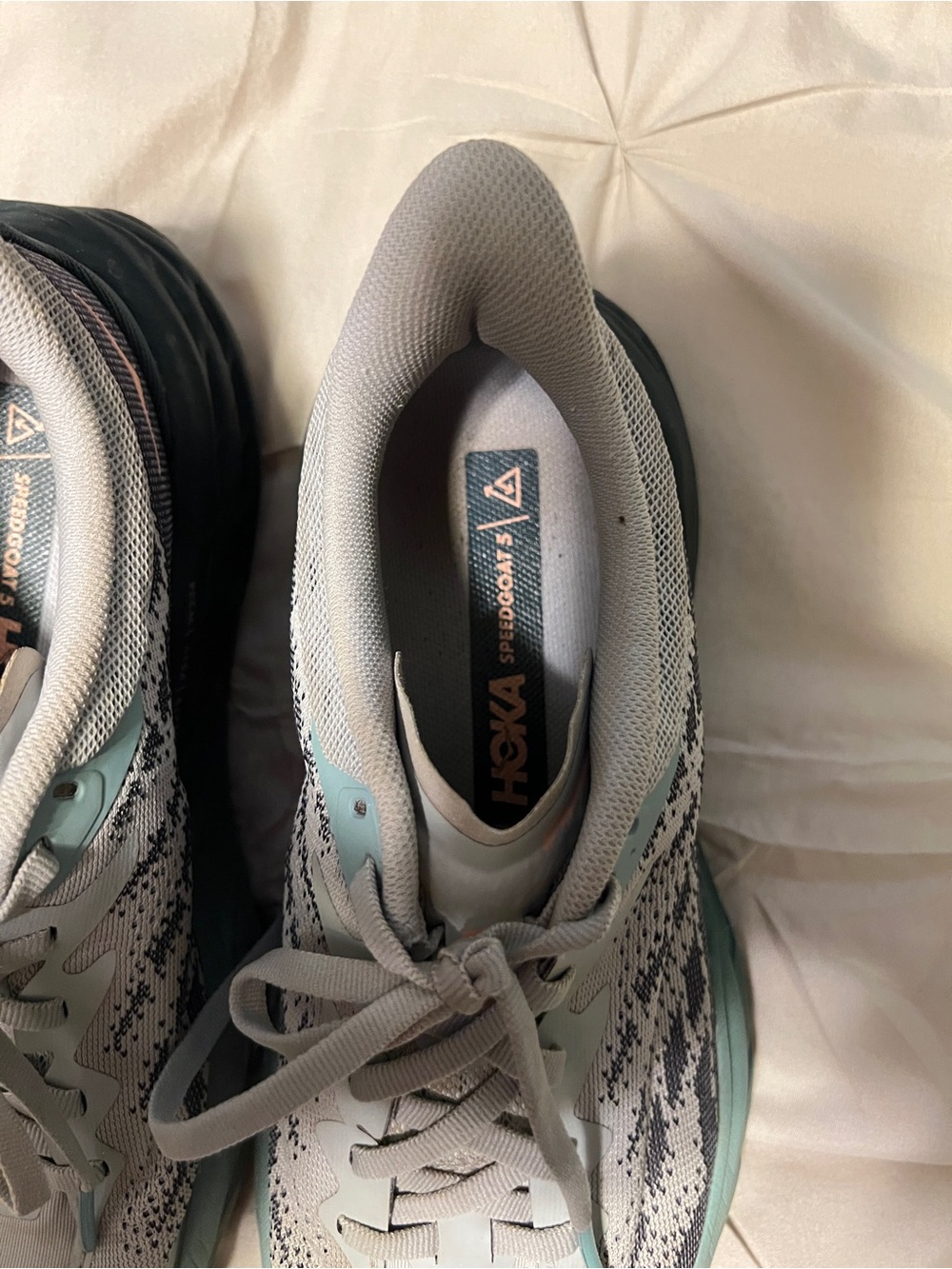 Hoka Women's Athletic Shoes in Light Gray and Mint - Picture 2 of 10